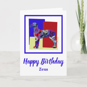 Great Dane Hund Red Blue Yellow Birthday Card Karte