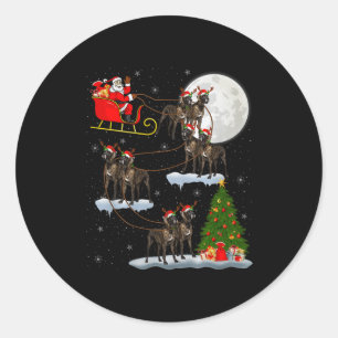 Great Dane Hund Santa Schlitten Fliegend Lustig Ma Runder Aufkleber