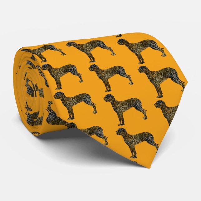 Great Dane Hund Silhouette Halloween Orange Neck Krawatte (Gerollt)