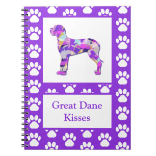 Great Dane Hund Silhouette Paw Lila PY&B Notizblock