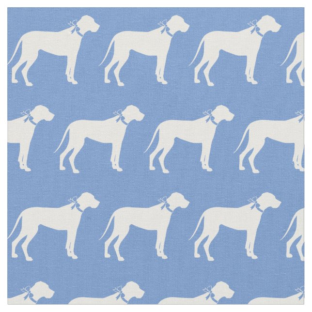 Great Dane Hund Silhouette Pet Light Blue Stoff (Nahaufnahme)