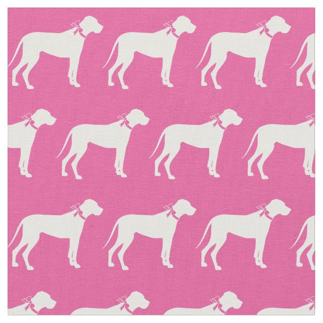 Great Dane Hund Silhouette Pink Stoff (Nahaufnahme)