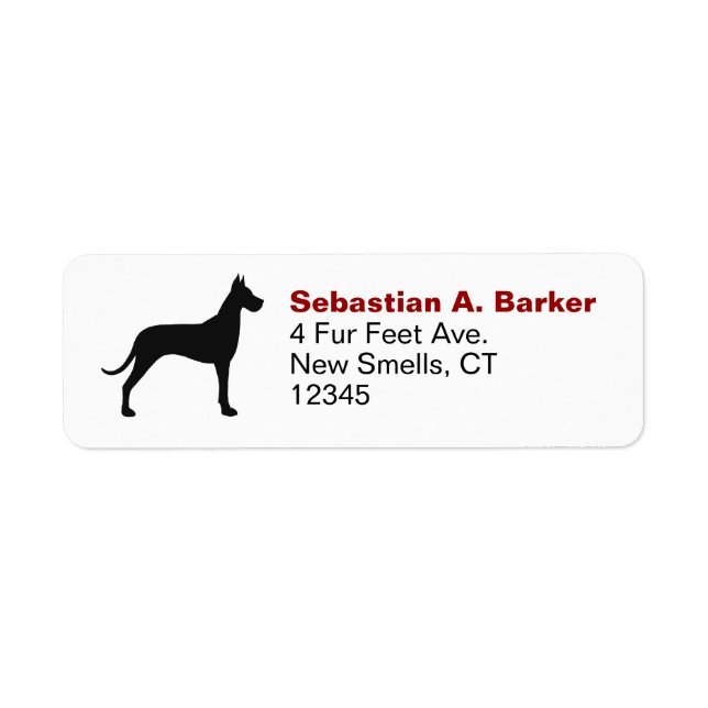 Great Dane Hund Silhouette Rücksendeadresse Labels (Vorne)