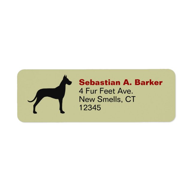 Great Dane Hund Silhouette Rücksendeadresse Labels (Vorne)