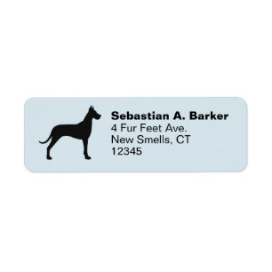 Great Dane Hund Silhouette Rücksendeadresse Labels