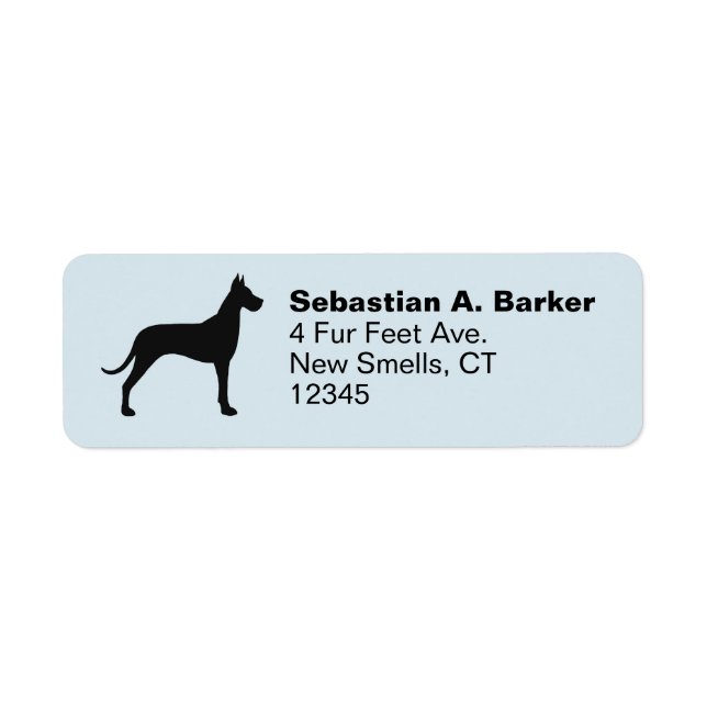Great Dane Hund Silhouette Rücksendeadresse Labels (Vorne)