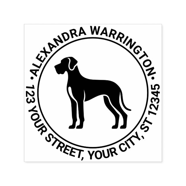 Great Dane Hund Stehend Silh Name Rücksendeadresse Permastempel (Design)