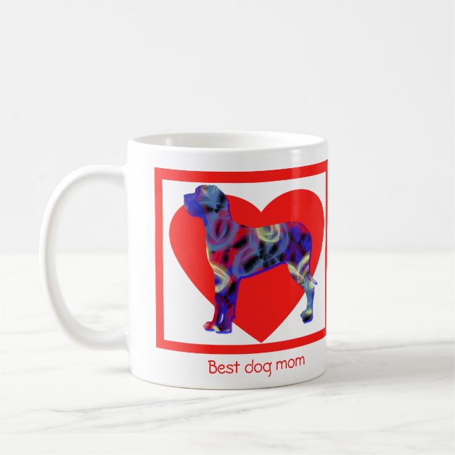 Great Dane Hund Valentinstag Rotes Herz Kaffeetasse (Links)