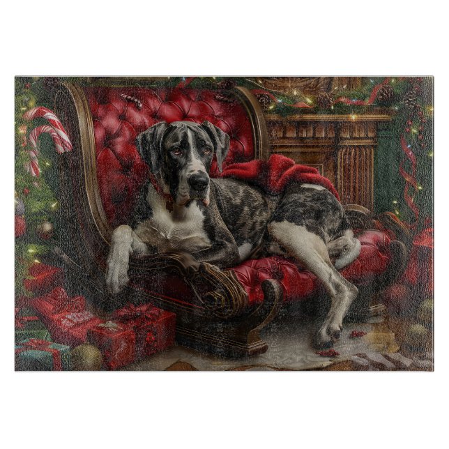 Great Dane Hund Weihnachten Schneidebrett (Vorderseite)