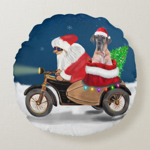 Great Dane Hund Weihnachten Weihnachten Weihnachts Rundes Kissen