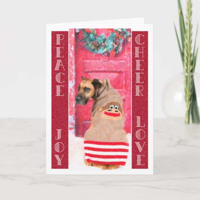 Great Dane Hund Weihnachtsgrüßkarte Feiertagskarte (Vorderseite)