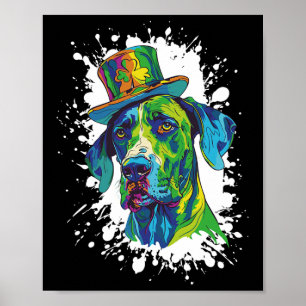 Great Dane Hundekopf Irischer Lustiger St. Patrick Poster