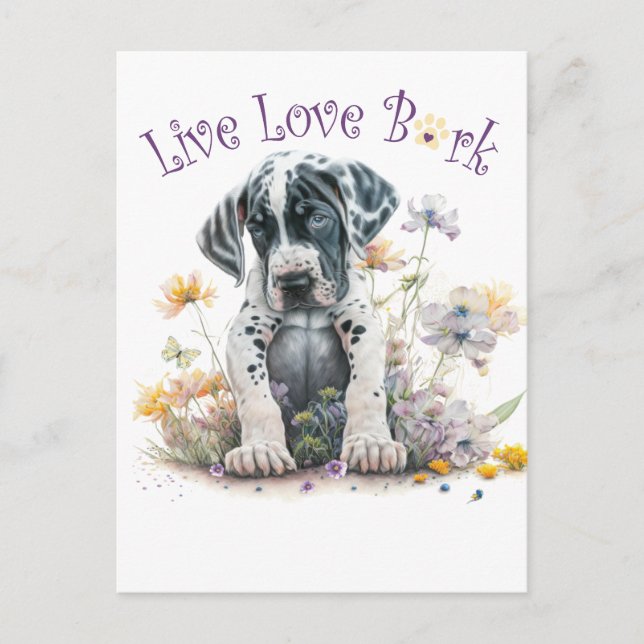 Great Dane-Hundemutter Blumen Postkarte (Vorderseite)