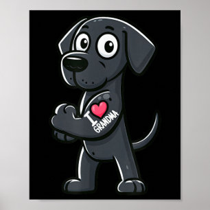 Great Dane I Liebe Oma Funny Dog Tattoo Poster