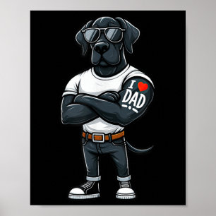 Great Dane I Liebe Vater Funny Dog Tattoo Poster
