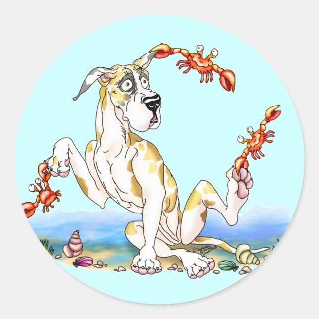 Great Dane Kinda Crabby Fawnequin Runder Aufkleber (Vorderseite)
