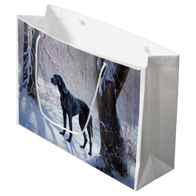 Great Dane Let it Schnee Weihnachten Große Geschenktüte (Vorderseite Schrägansicht)