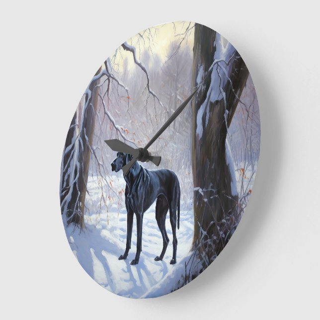 Great Dane Let it Schnee Weihnachten Große Wanduhr (Winkel)