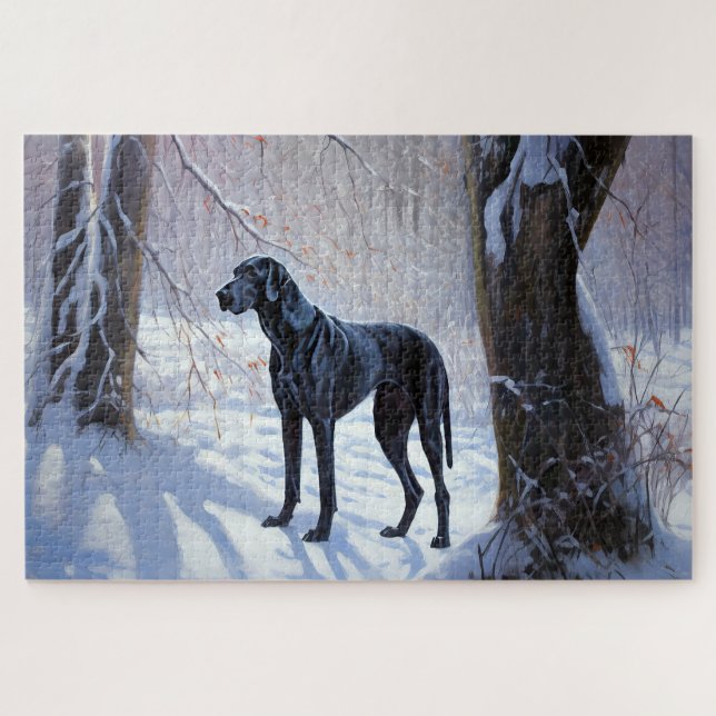 Great Dane Let it Schnee Weihnachten Puzzle (Horizontal)