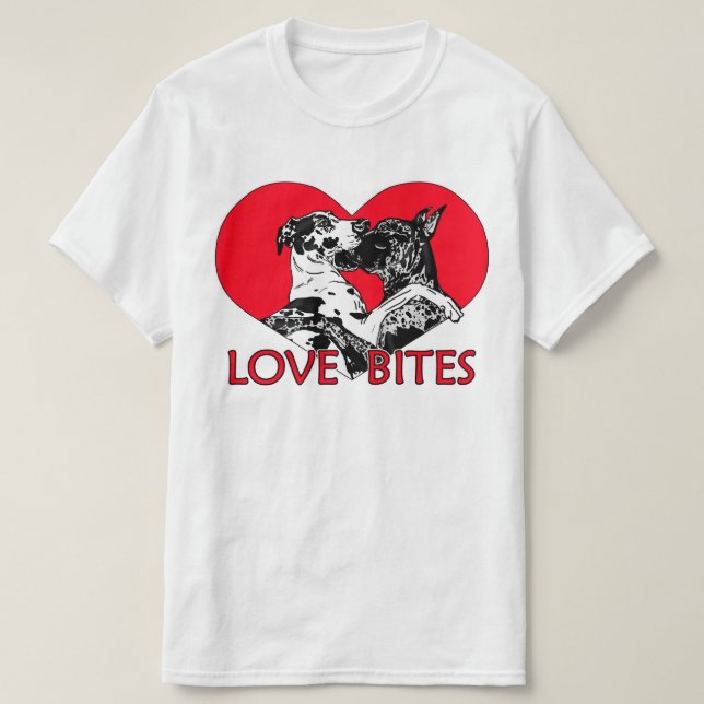 Great Dane Liebe Bites T-Shirt (Design vorne)