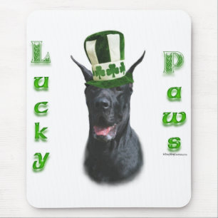 Great Dane Lucky Paws; St. Patty's Day Great Dane Mousepad