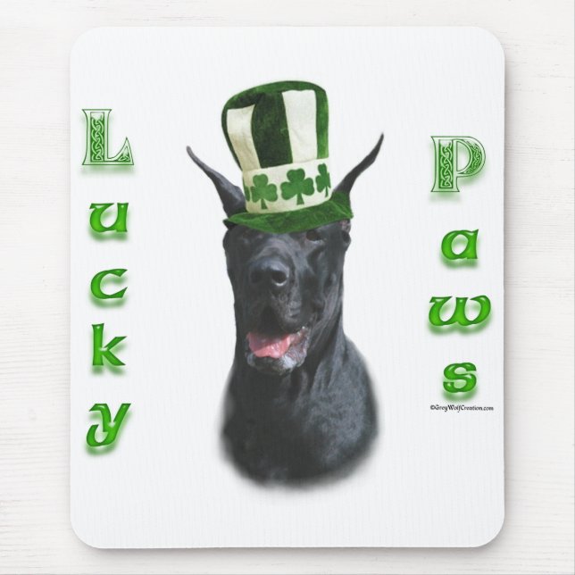 Great Dane Lucky Paws; St. Patty's Day Great Dane Mousepad (Vorne)