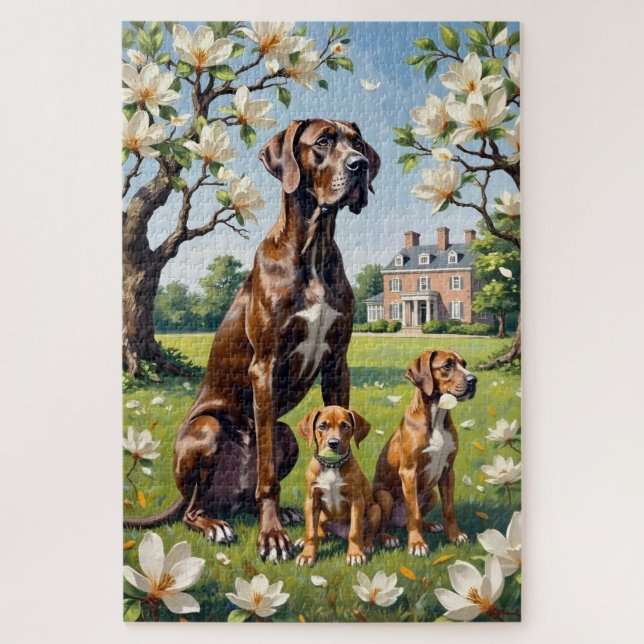 Great Dane Magnolie Garten Kunst Puzzle (Vertikal)