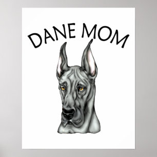 Great Dane Mama Black Poster