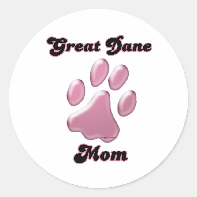 Great Dane Mama Pink Pawprint - Aufkleber (Vorderseite)