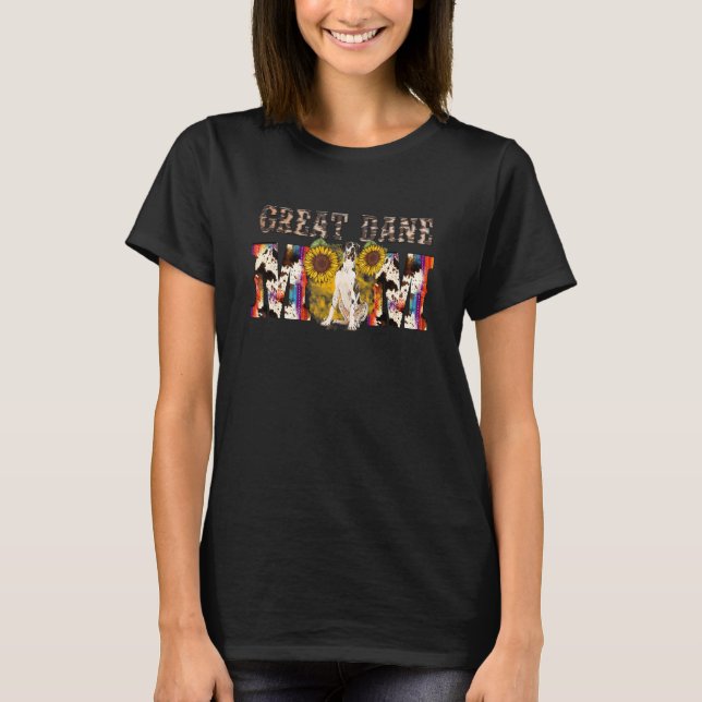 Great Dane Mama Western Sonnenblume Muttertag T-Shirt (Vorderseite)