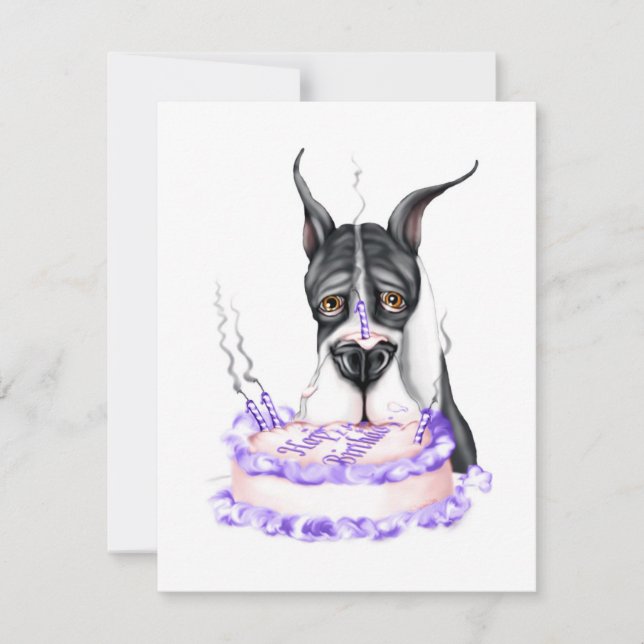 Great Dane Mantle Birthday Cake Einladung (Vorderseite)