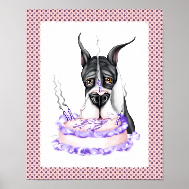 Great Dane Mantle Birthday Cake Poster (Vorne)