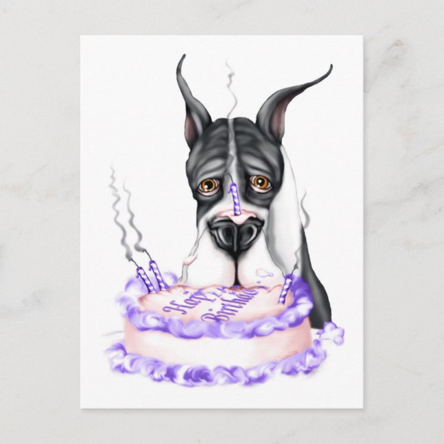 Great Dane Mantle Birthday Cake Postkarte (Vorderseite)