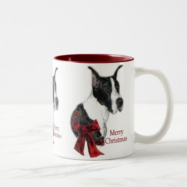 Great Dane Mantle Christmas Geschenke Zweifarbige Tasse (Rechts)