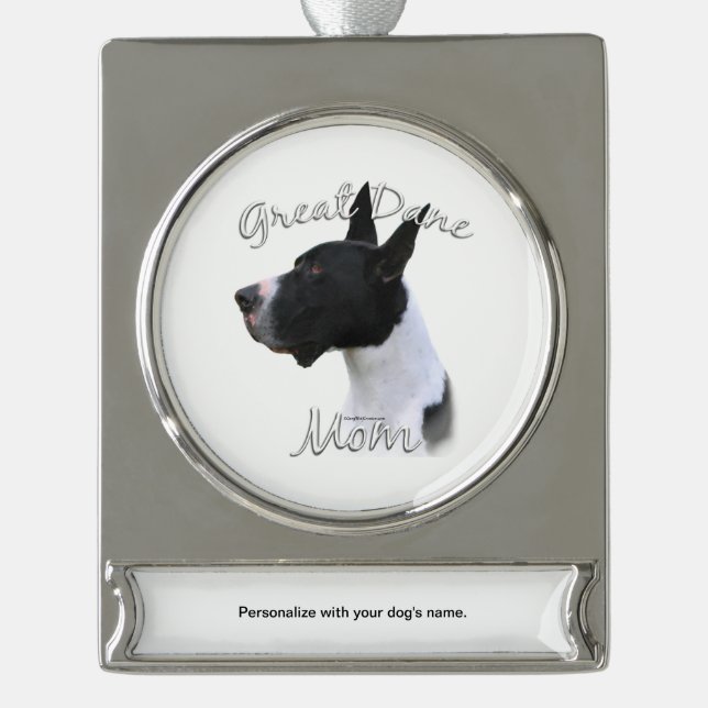 Great Dane (mantle) Mama 2 Banner-Ornament Silber (Vorderseite)