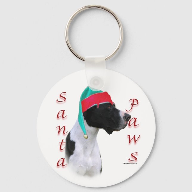 Great Dane (mantle) Santa Paws Schlüsselanhänger (Vorderseite)