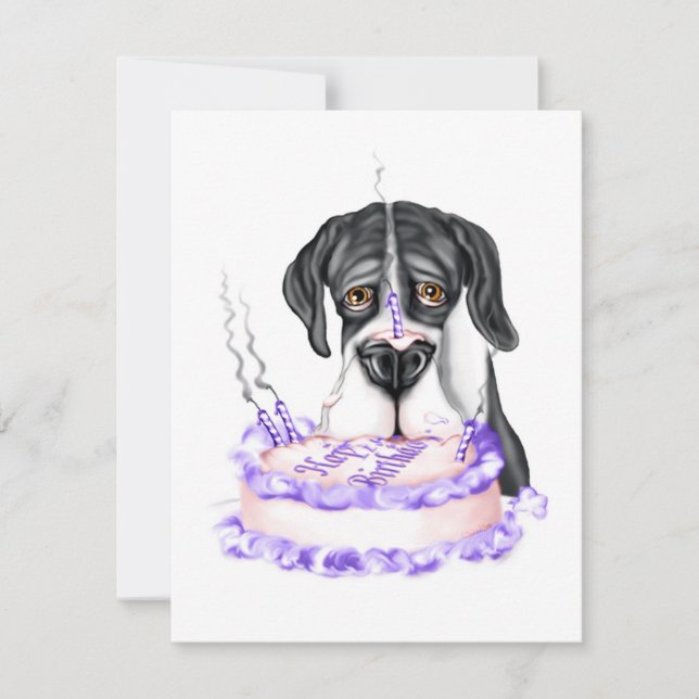 Great Dane Mantle UC Geburtstagskuchen Einladung (Vorderseite)