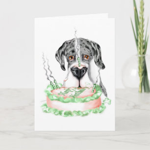 Great Dane Merle UC Birthday Cake Karte