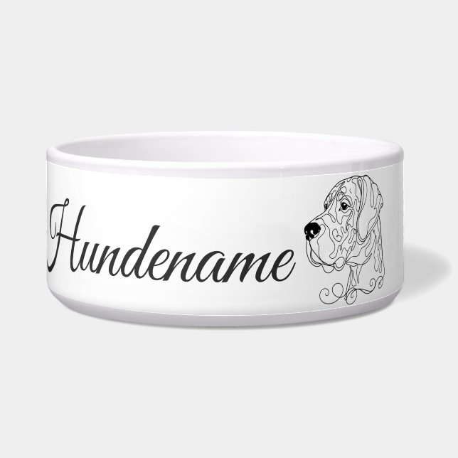 Great Dane Minimalist Line Art personalized bowl Napf (Vorderseite)