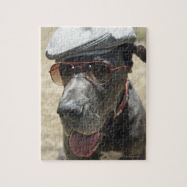 Great Dane mit Hut und Sonnenbrille Puzzle (Vertikal)
