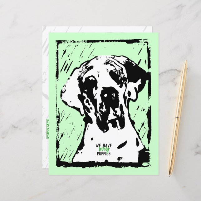 Great Dane Modern Stationery (Vorderseite/Rückseite Beispiel)