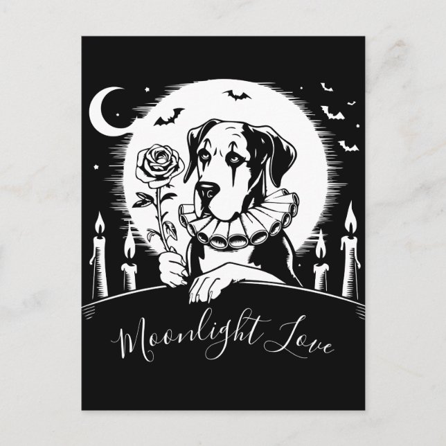 Great Dane "Mondlicht LIEBE Postkarte (Vorderseite)