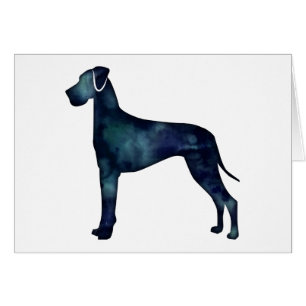 Great Dane Natural Ear Black Watercolor Silhouette