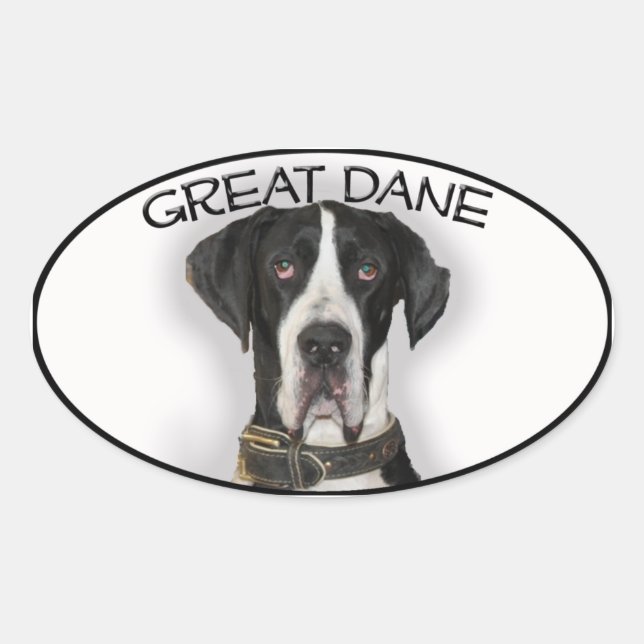 Great Dane - Natürliche Ohren Ovaler Aufkleber (Vorderseite)