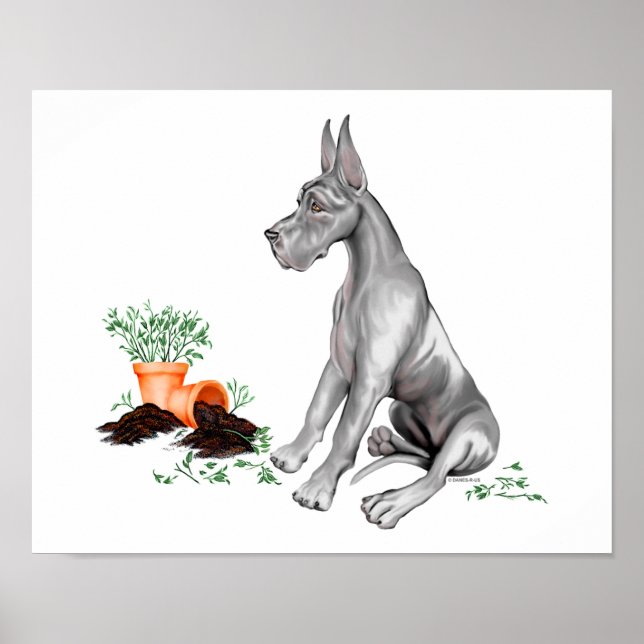 Great Dane Naughty Pup Black Poster (Vorne)