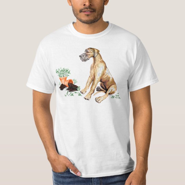 Great Dane Naughty Pup Brindle UC T-Shirt (Vorderseite)