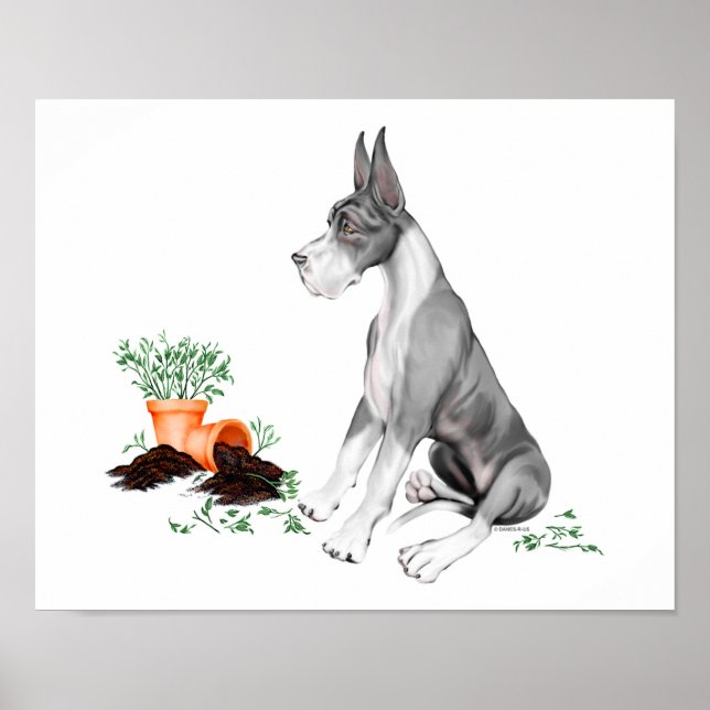 Great Dane Naughty Pup Mantle Poster (Vorne)