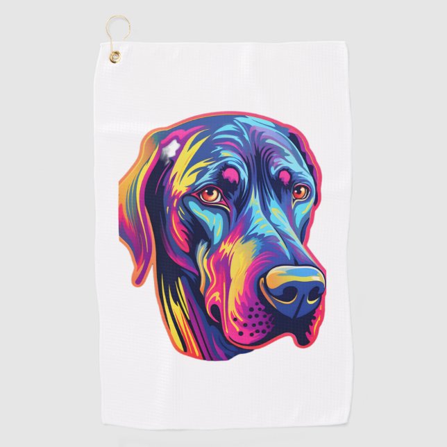 Great Dane Neon Design Golfhandtuch (Vorderseite)