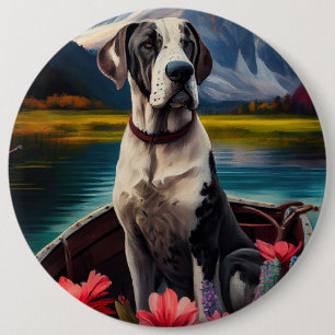 Great Dane on a Paddle: Ein Landschaftliches Abent Button