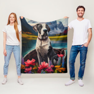 Great Dane on a Paddle: Ein Landschaftliches Abent Fleecedecke